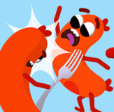 Sausage Wars.io is a fun action game with hilarious battles. You control a sausage and fight against various opponents on the dining table.